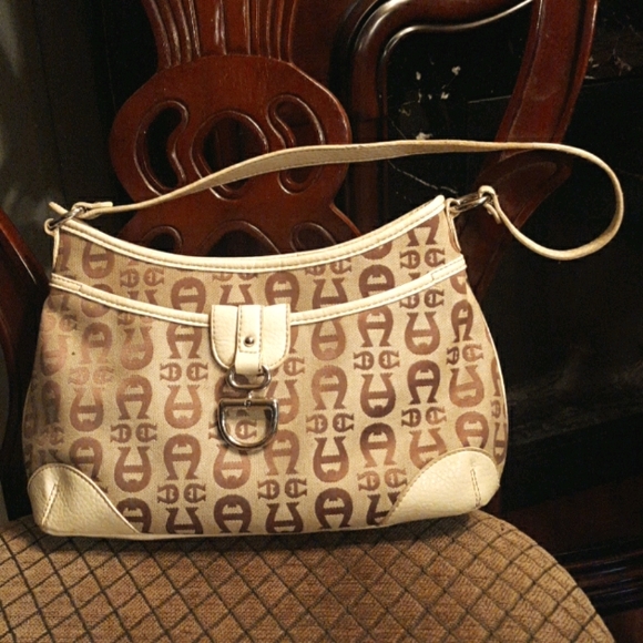Etienne Aigner leather canvas logo bag - Picture 1 of 2